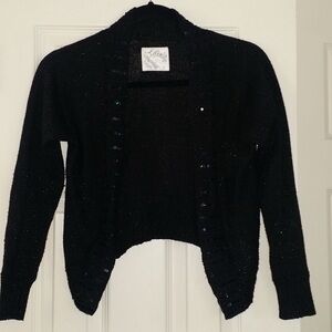 girls justice brand black open cardigan with sequin details